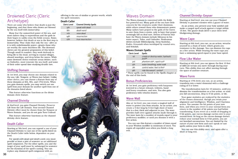 Underwater Sourcebook: Race and Class Guide - Spread 2
